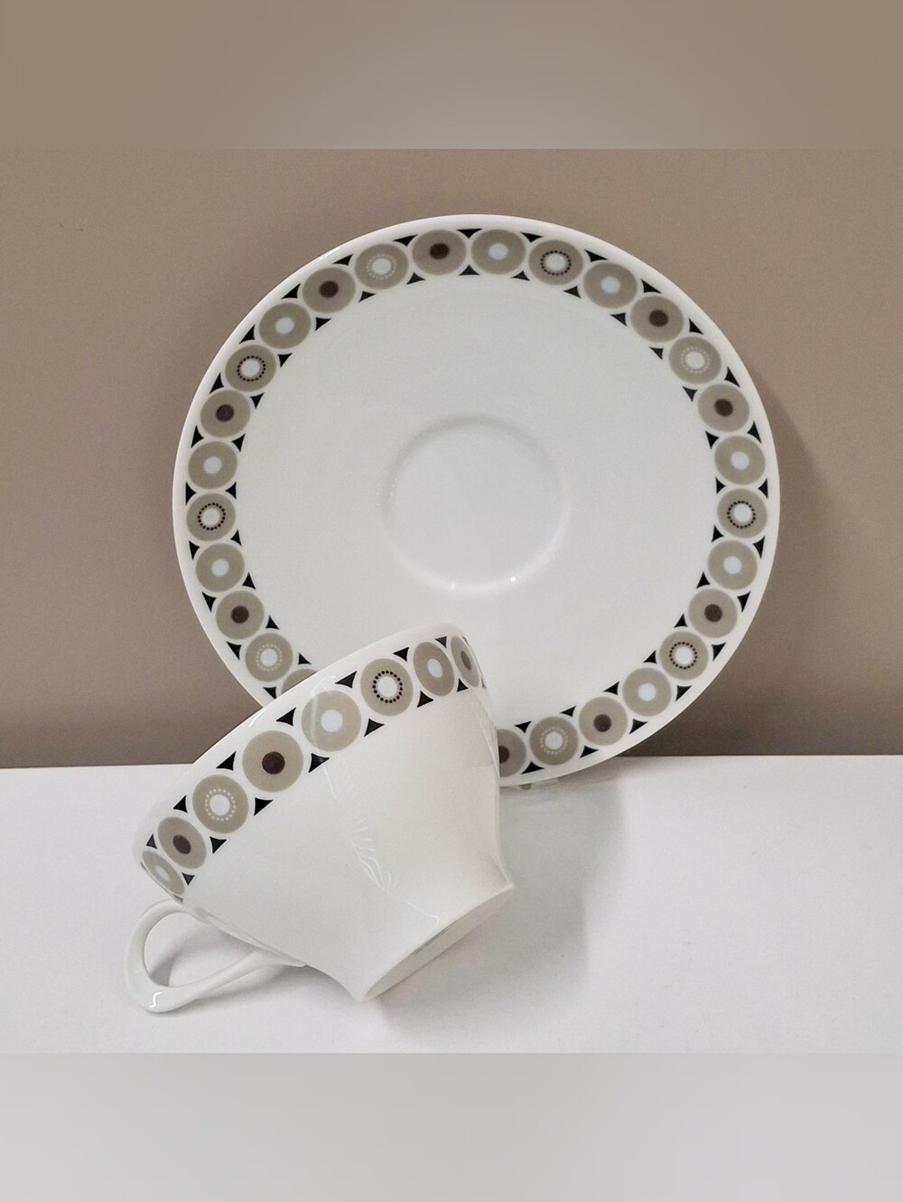 Vintage Thomas (Rosenthal) Germany 70s Coffee Cup and Saucer Circles Motif